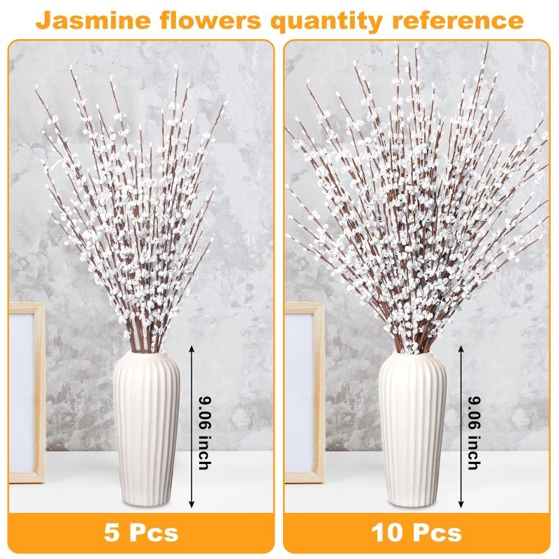 Wootkey 5pcs 29.5" Faux Jasmine Artificial Flowers Tall White Floral Branches for Home Wedding Vase Filler Party DIY Decoration - Image 3